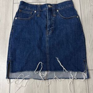 Madewell Straight Mini Jean Skirt Women's Size 23 Stretch Step Hem Denim Blue